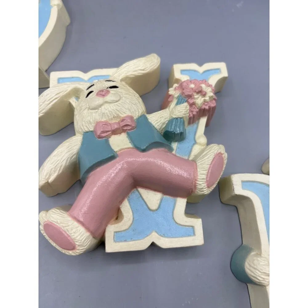 Vtg 80s Homco Bunny Wall Letters 